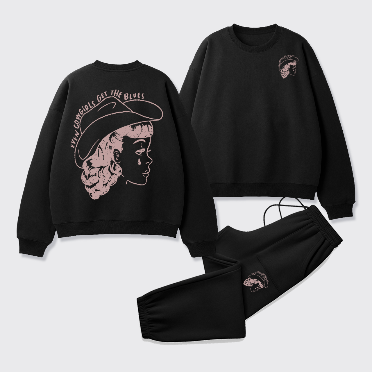 Fleece Even Cowgirls Get The Blues Sweatshirt Set