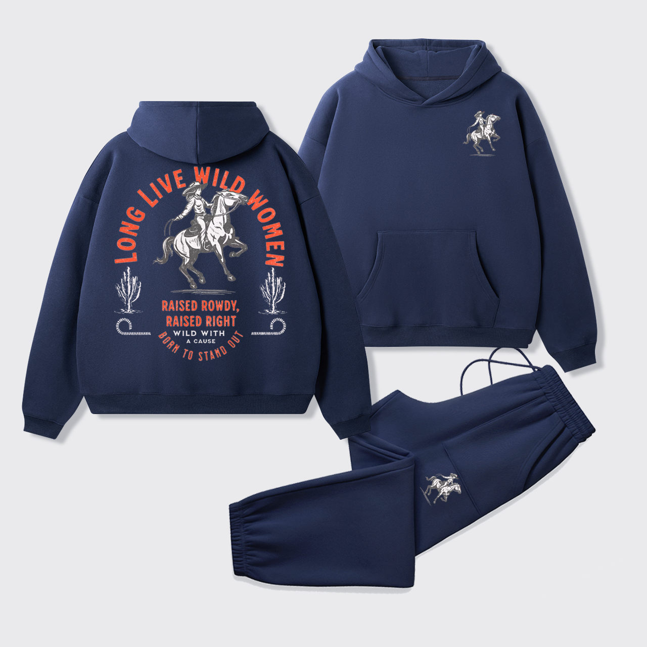 Fleece Long Live Wild Women Hoodie Set