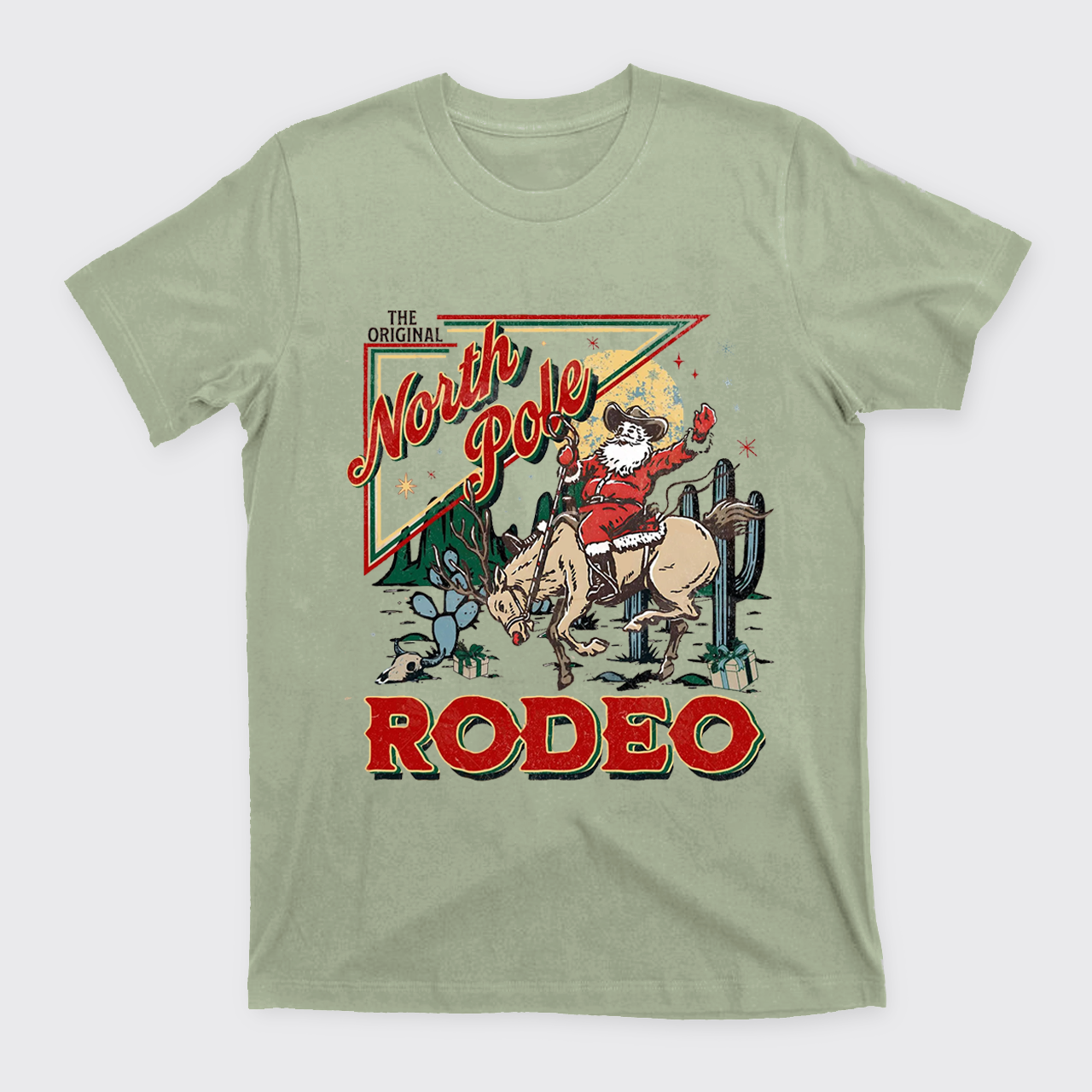 Retro North Pole Rodeo Cowboy Santa Christmas T-Shirts