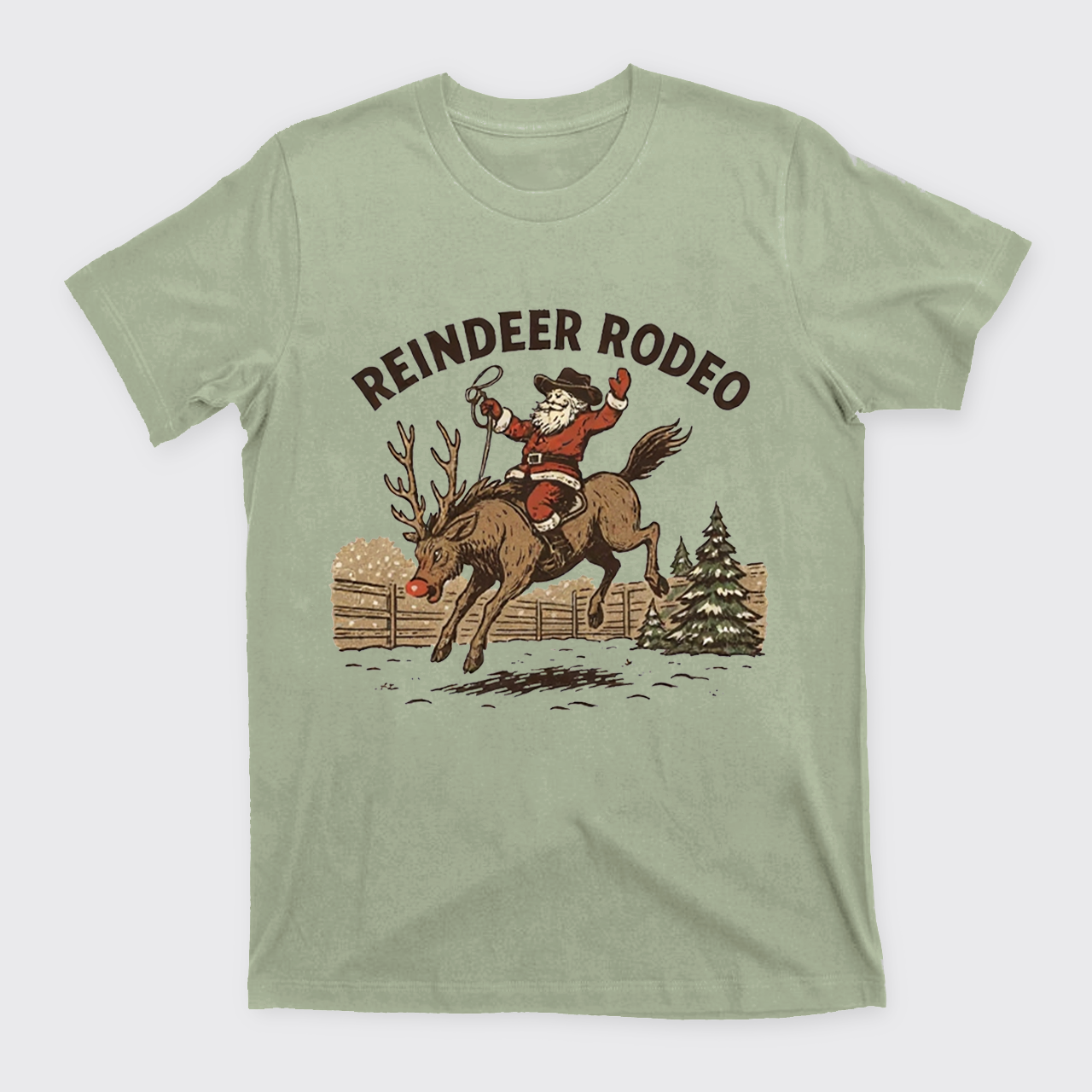 Reindeer Rodeo Santa Cowboy Christmas T-Shirts