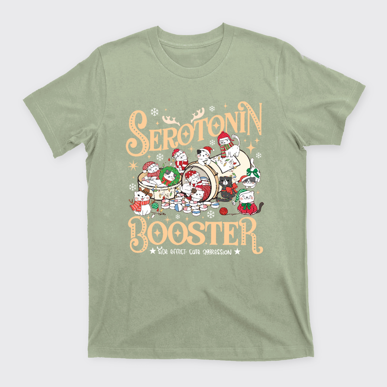 Serotonin Booster Cat Mental Health Christmas T-Shirts