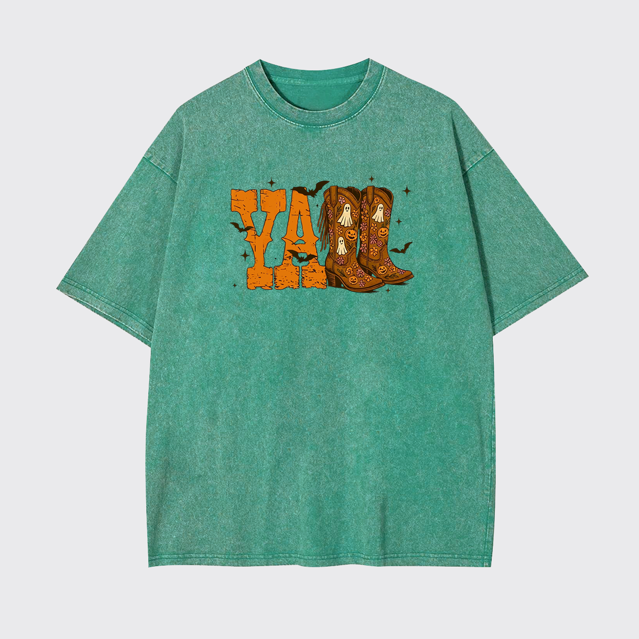 Y'all Halloween Cowboy Boot Garment-dye Tees