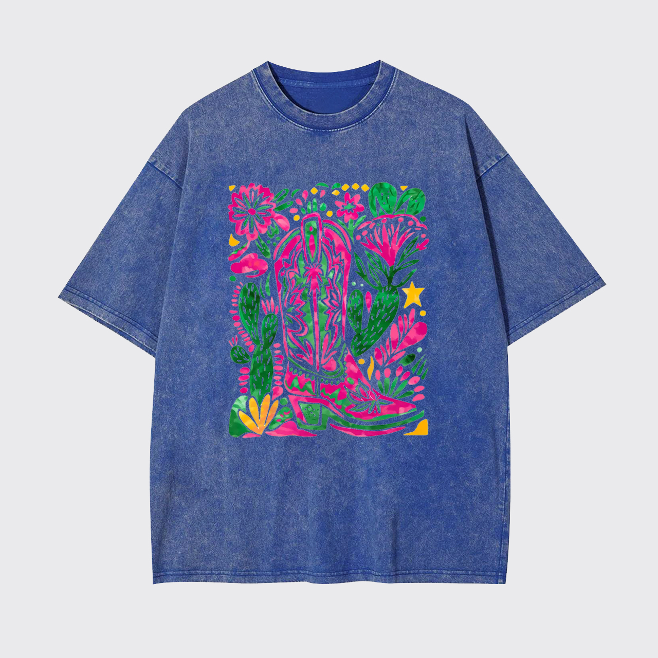Western Floral Cowboy Boot Garment-dye Tees