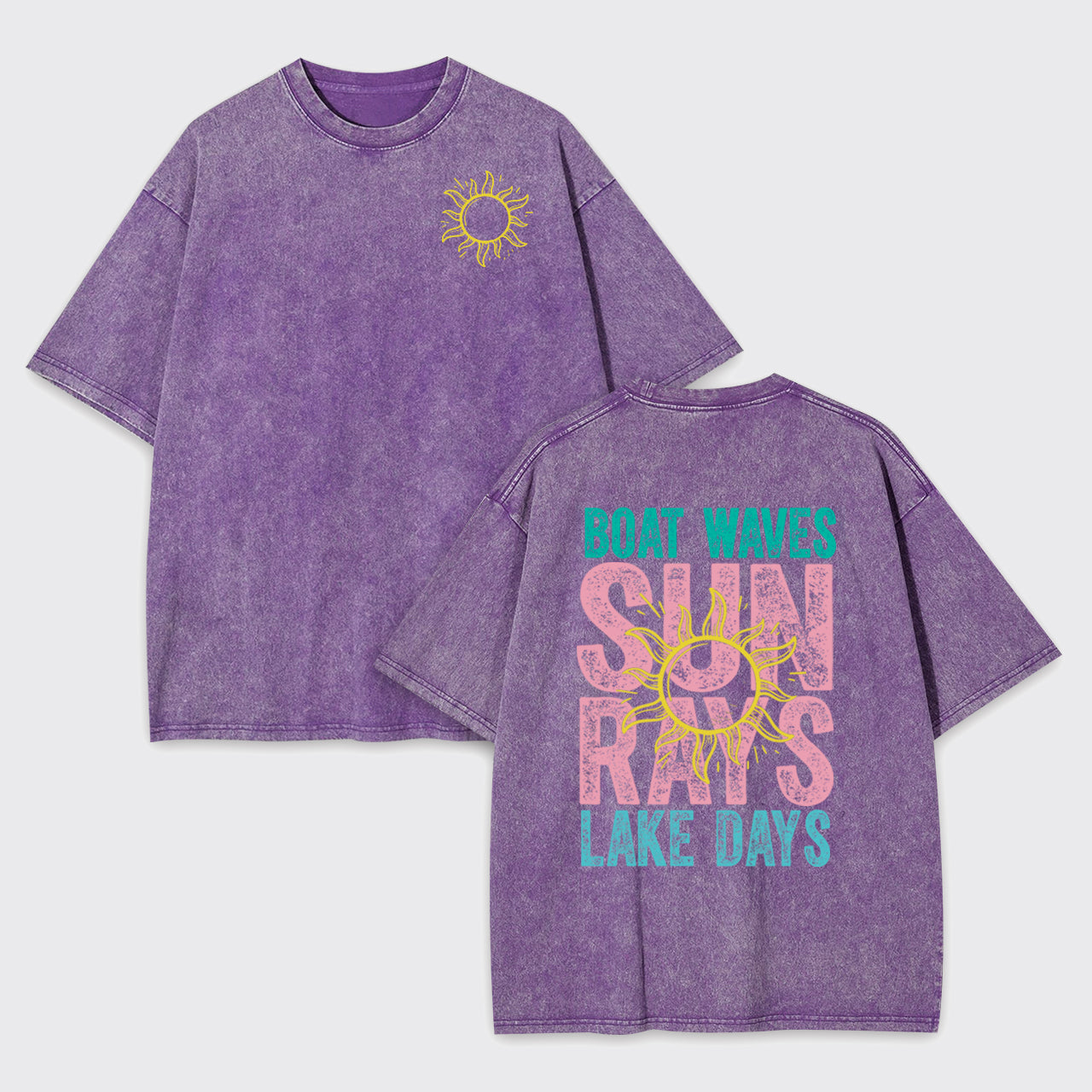 Summer,Boat Waves Sun Rays Lake Days Garment-dye Tees
