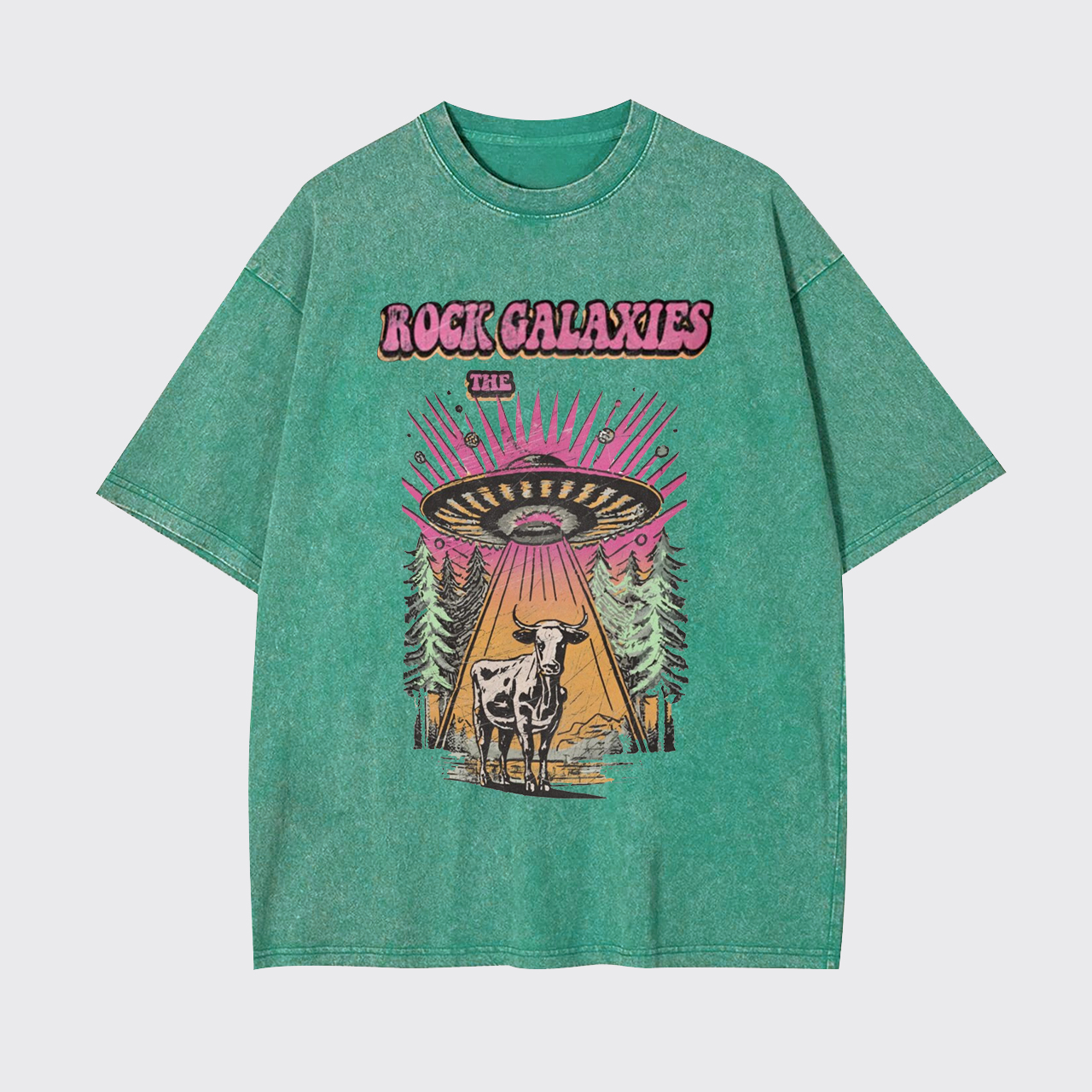 Retro UFO Cow Garment-dye Tees