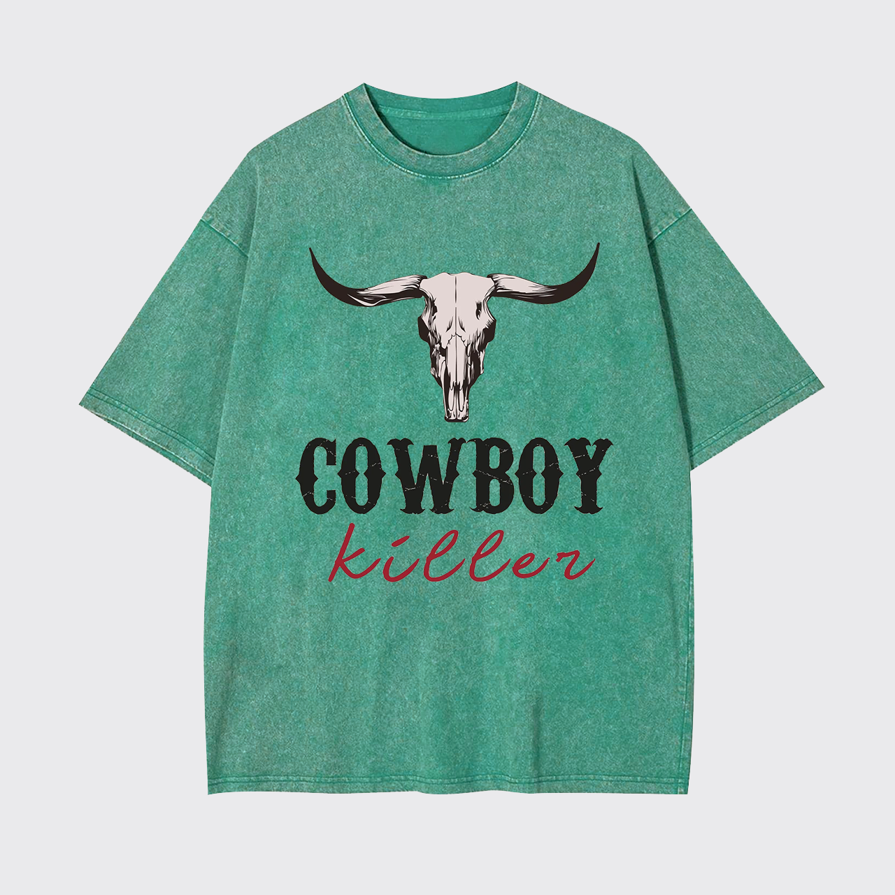 Boho Bull Skull Cowboy Killer Garment-dye Tees