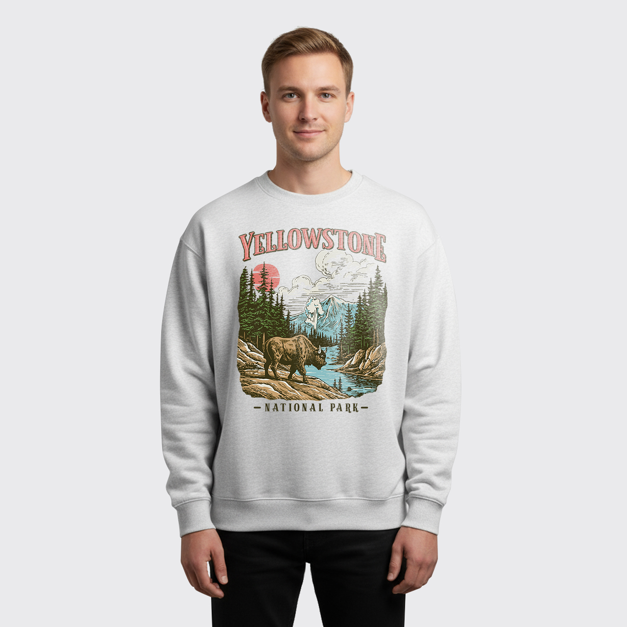 Fleece Vintage Yellowstone National Park Sweatshirt