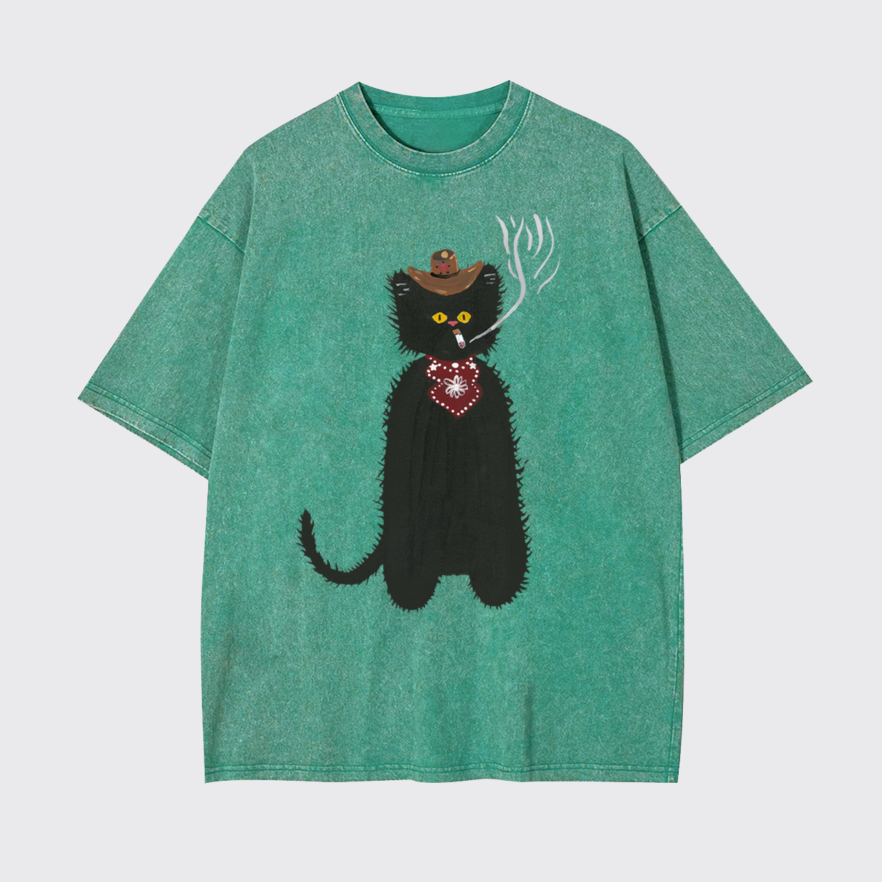 Cat Cowboy Smoking Garment-dye Tees