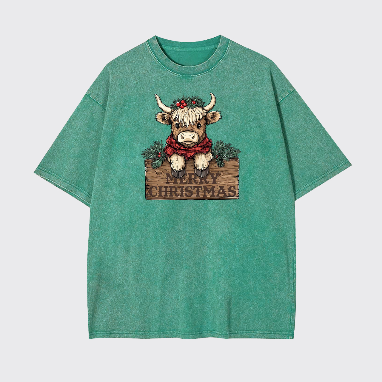 Western Cow Merry Christmas Garment-dye Tees