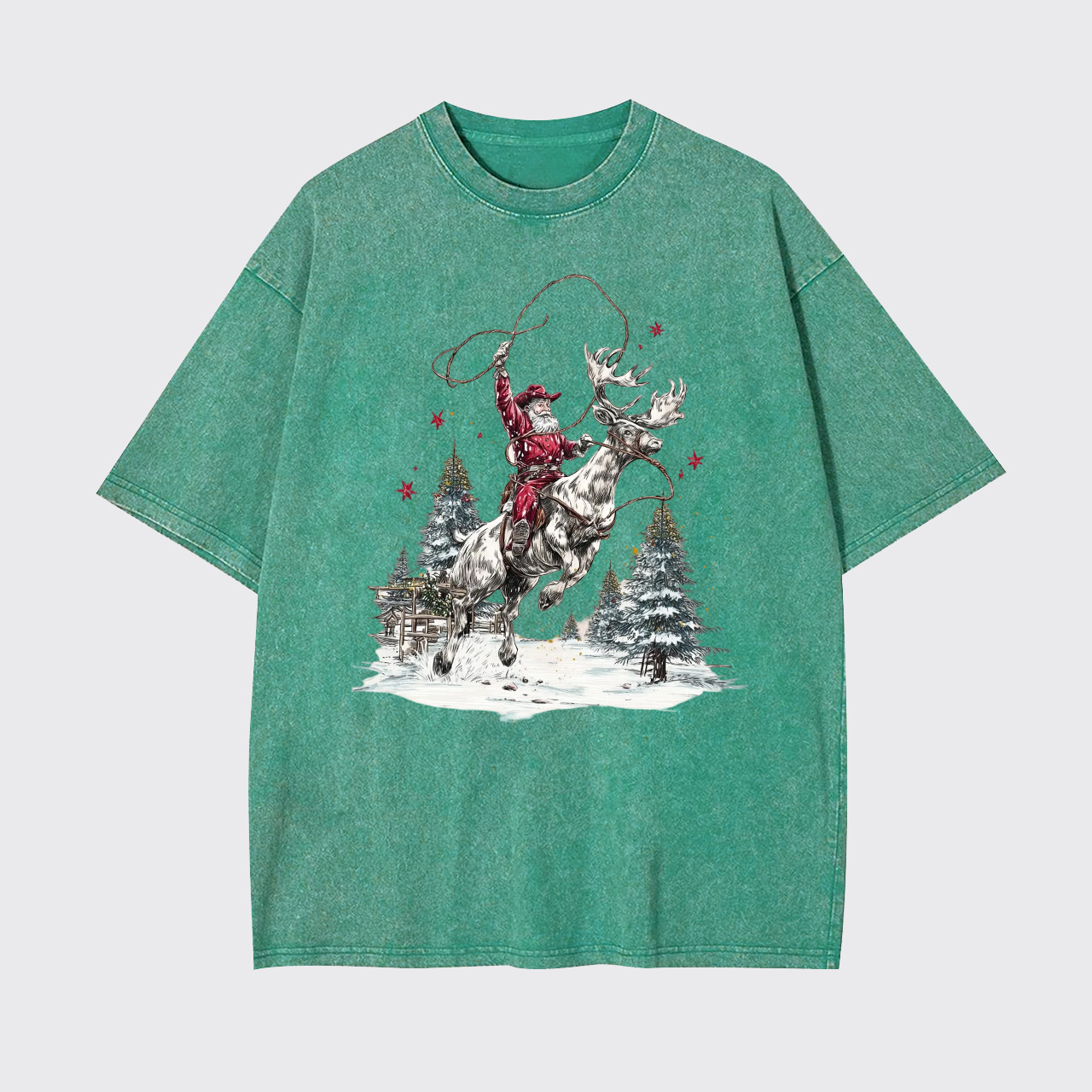 Retro Cowboy Santa Claus Garment-dye Tees