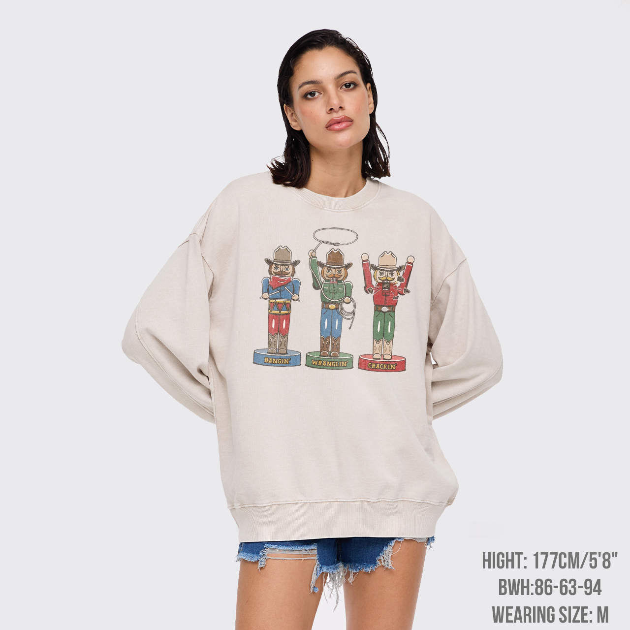 Retro Cowboy Christmas Holiday Season Western Washed Sweatshirts