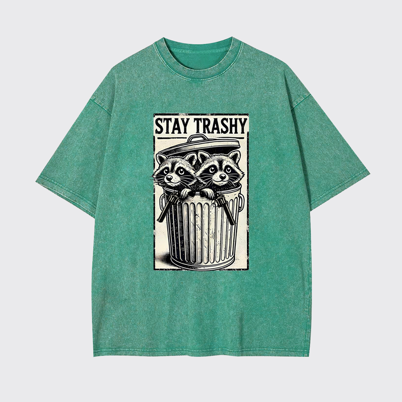 Funny Stay Trashy Raccoon Garment-dye Tees