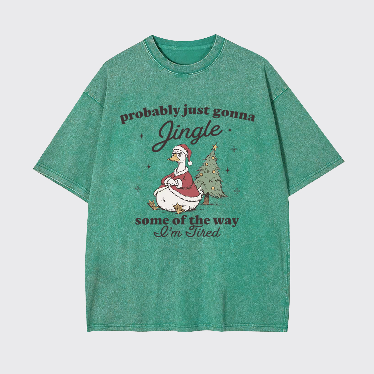 Funny Tired Christmas Goose Garment-dye Tees