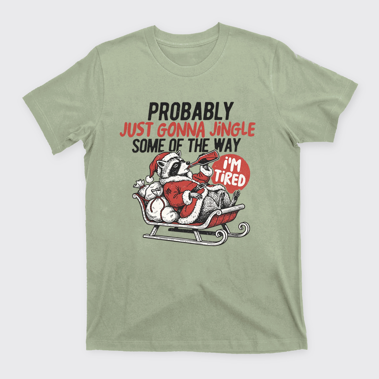 Humorous Christmas Tired Raccoon T-Shirts
