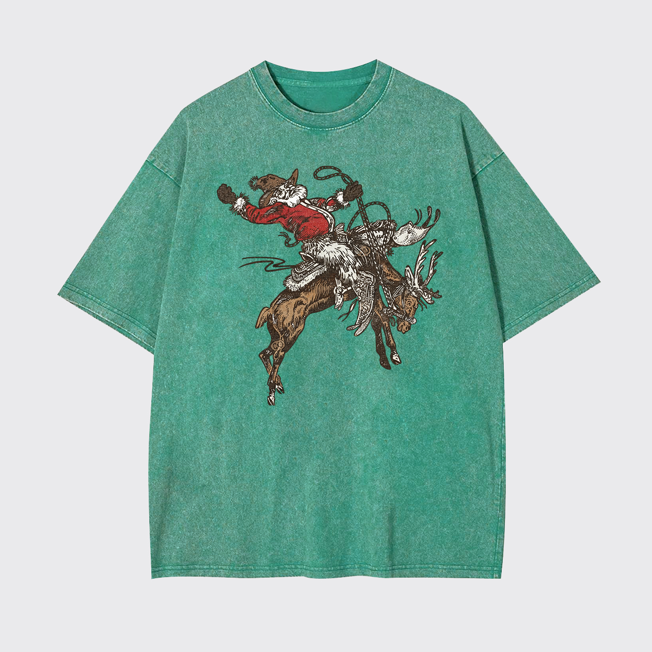 Cowboy Santa Jingle Horse Reindeer Garment-dye Tees