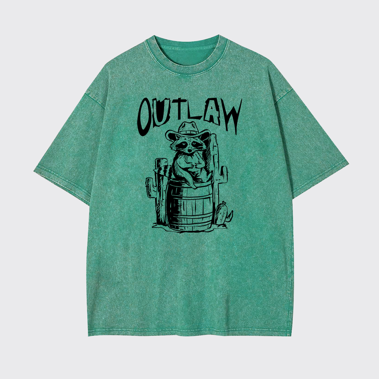 Retro Outlaw Raccoon Cowboy Garment-dye Tees