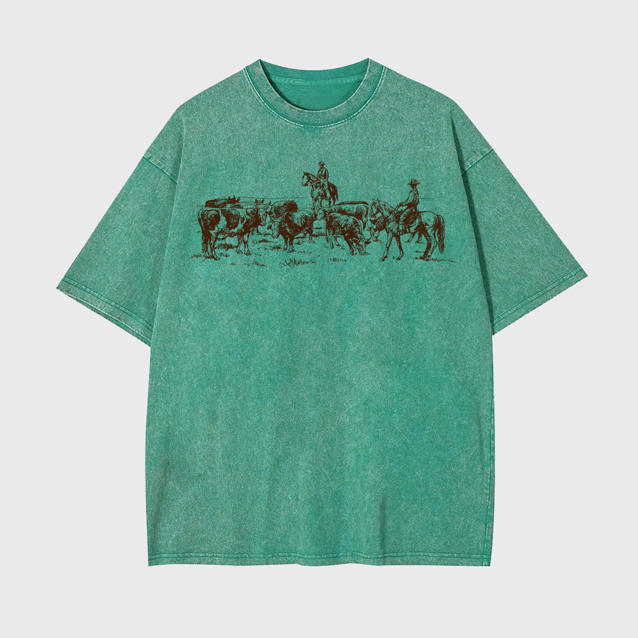Cowboy Rodeo Western Horse Garment-dye Tees