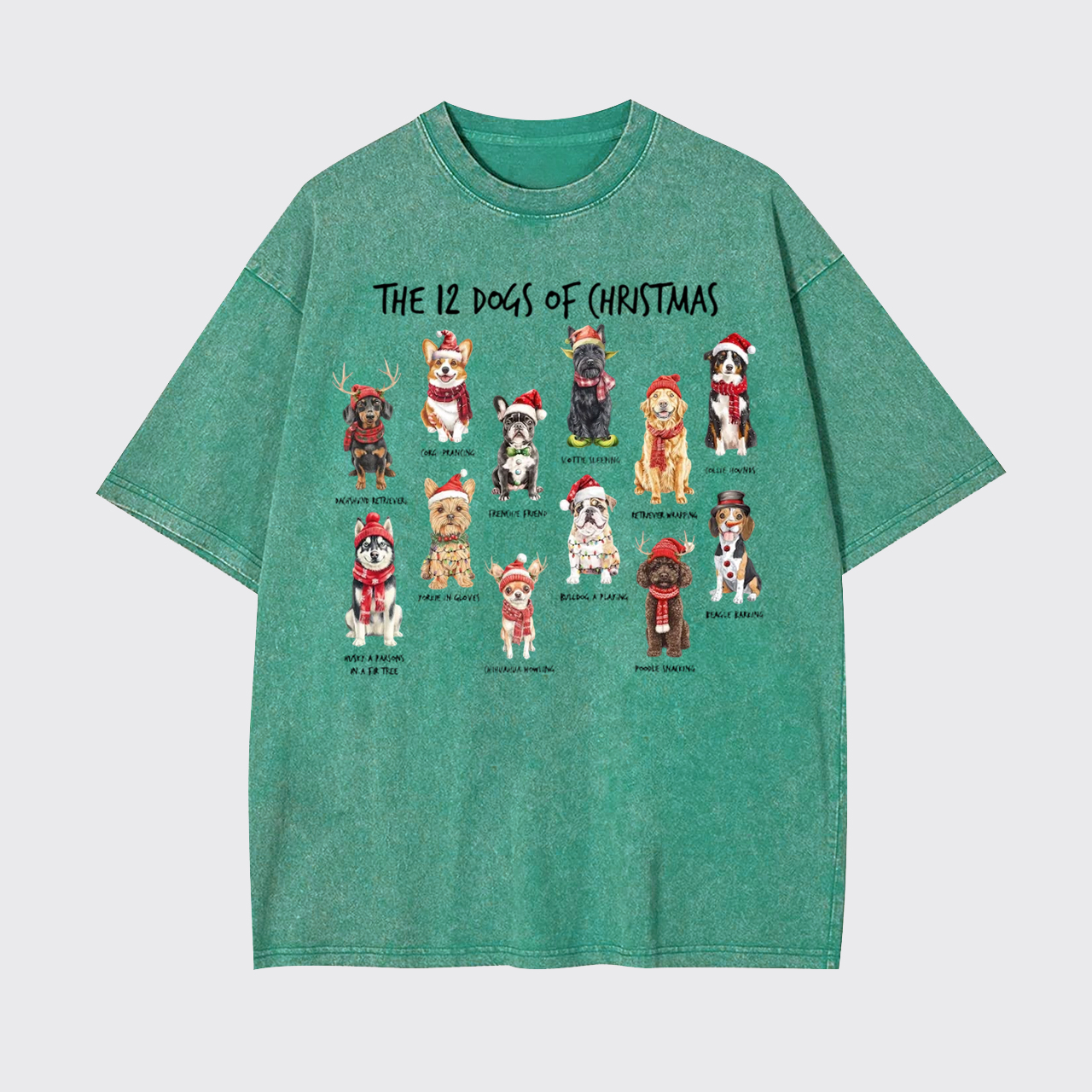 Retro 12 Dogs of Christmas Garment-dye Tees