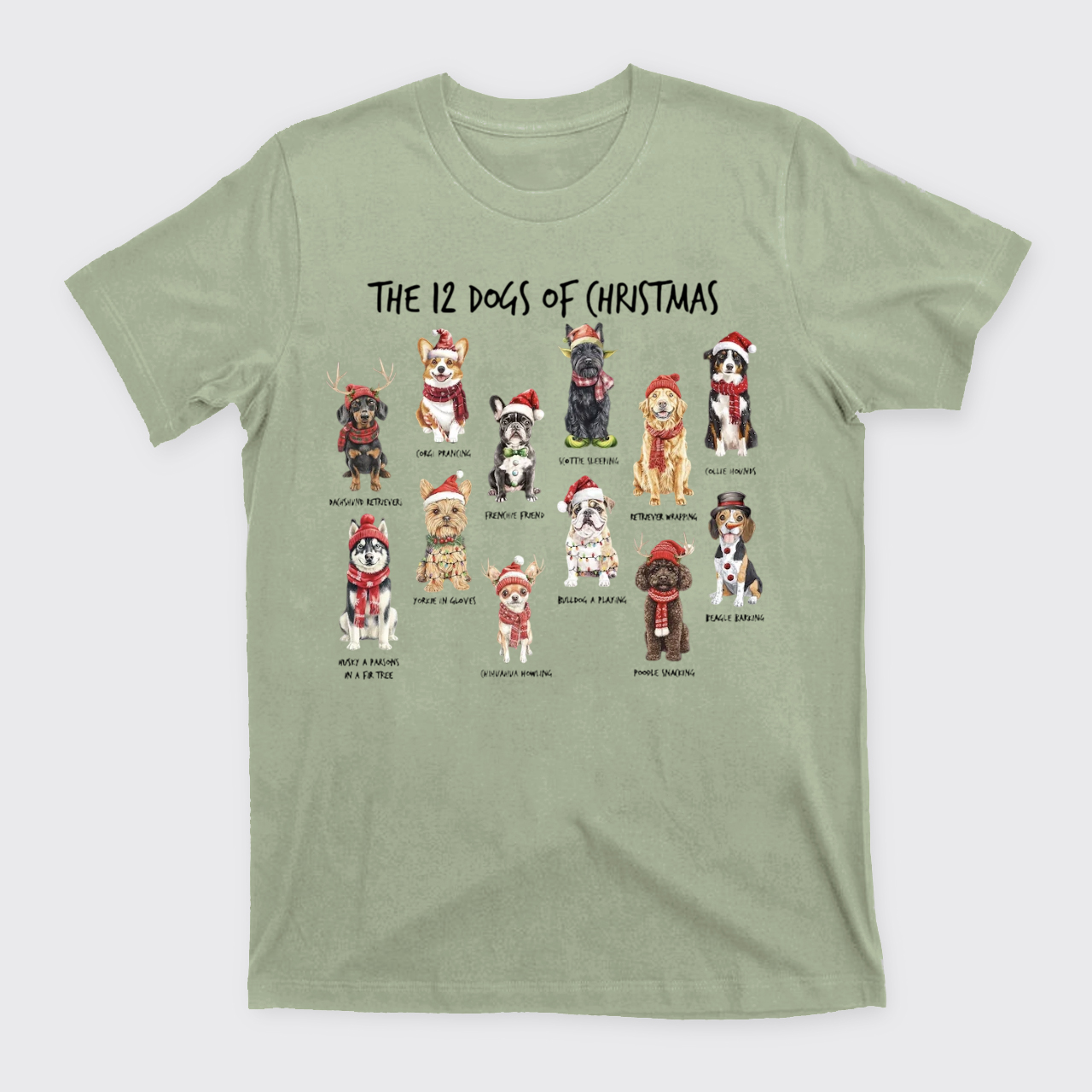 Retro 12 Dogs of Christmas T-Shirts