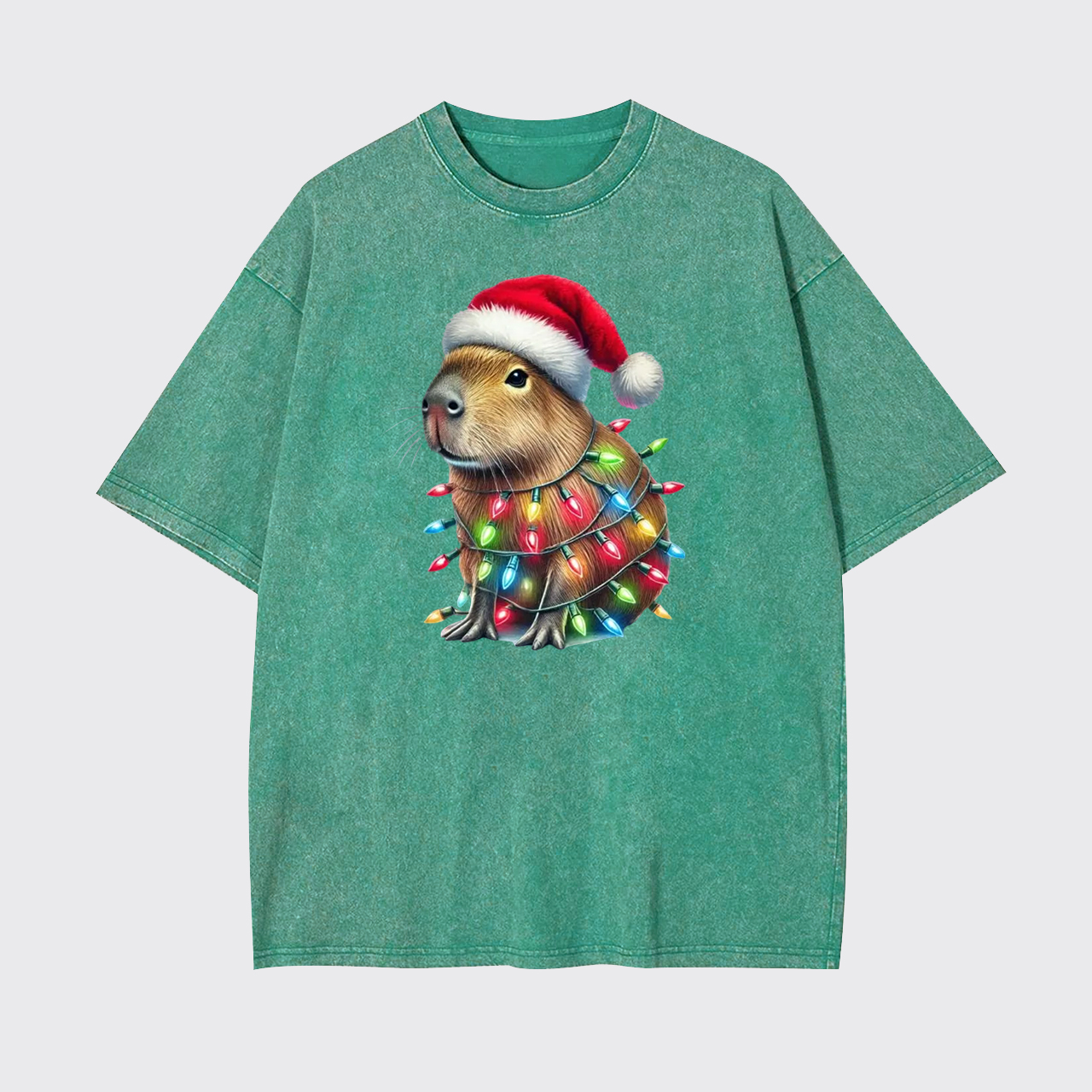 Capybara Christmas Lights Garment-dye Tees
