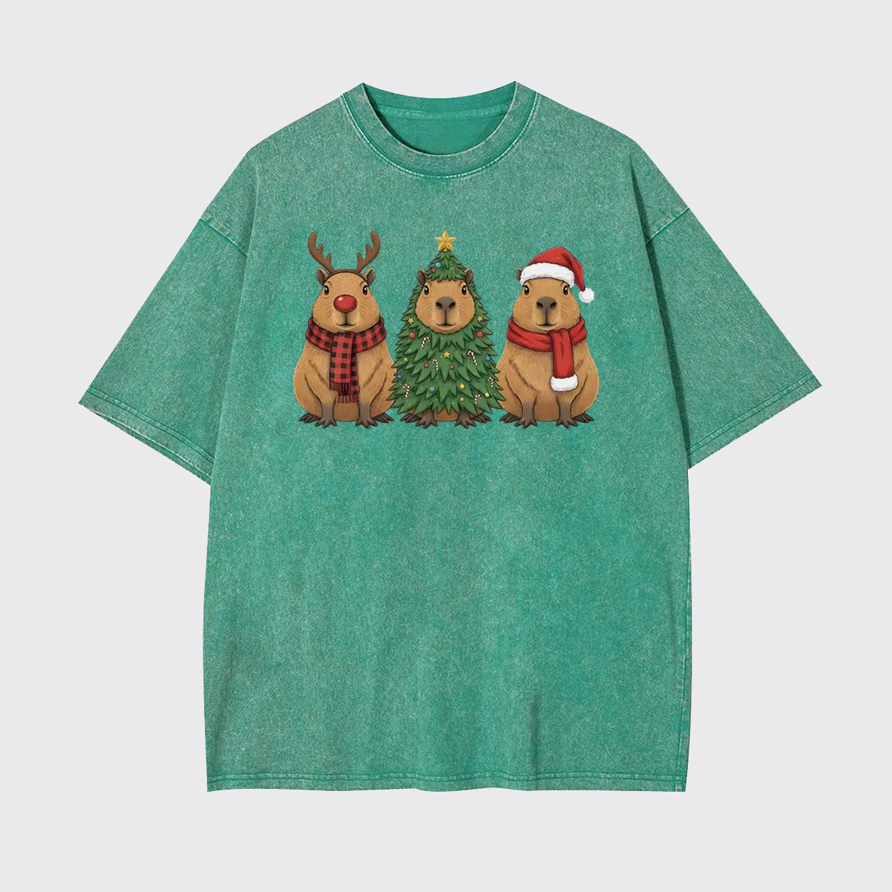 Santa Capybara Christmas Garment-dye Tees
