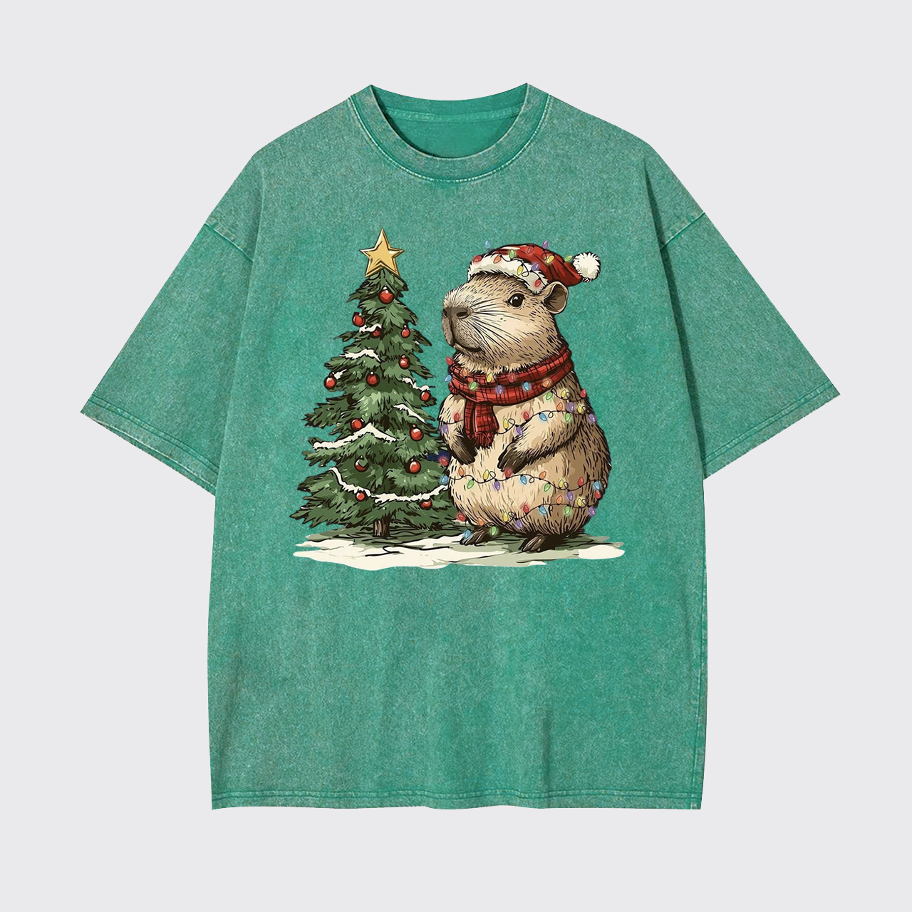Capybara Christmas Tree Garment-dye Tees