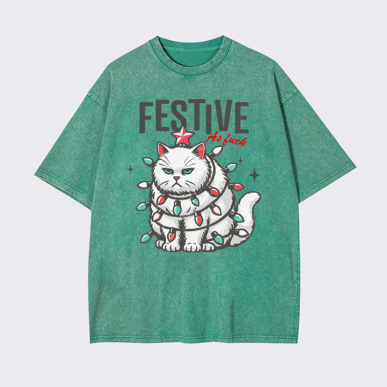 Funny Christmas Cat Sarcastic Holiday Garment-dye Tees