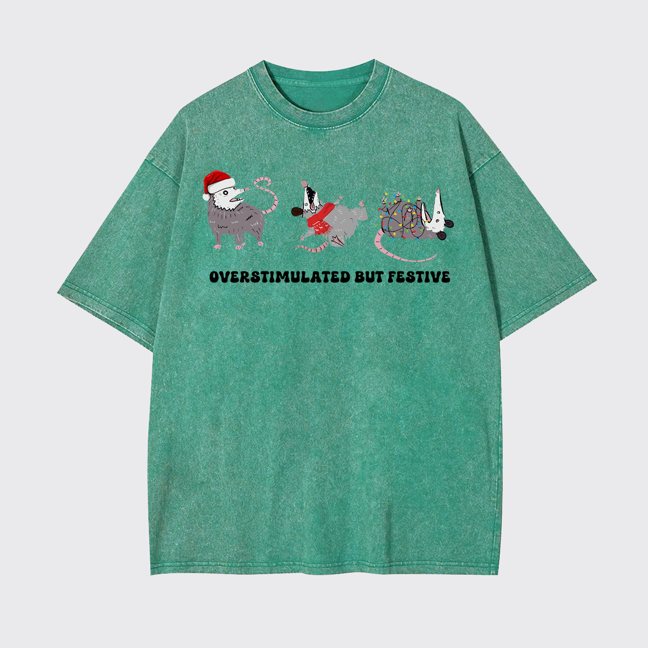 Overstimulated But Festive Possum Garment-dye Tees