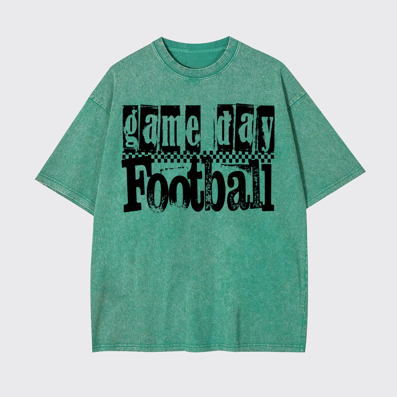 Game Day Football Retro Checkered Garment-dye Tees