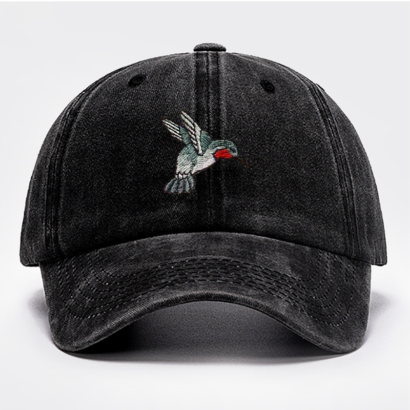 Embroidered Hummingbird Baseball Cap