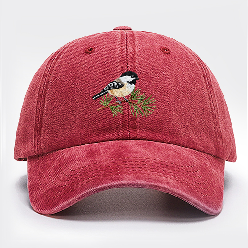 Embroidered Chickadee Baseball Cap