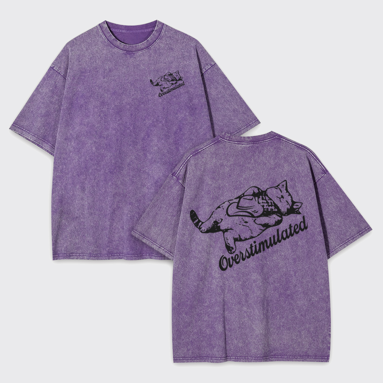 Overstimulated Cowboy Cat Garment-dye Tees