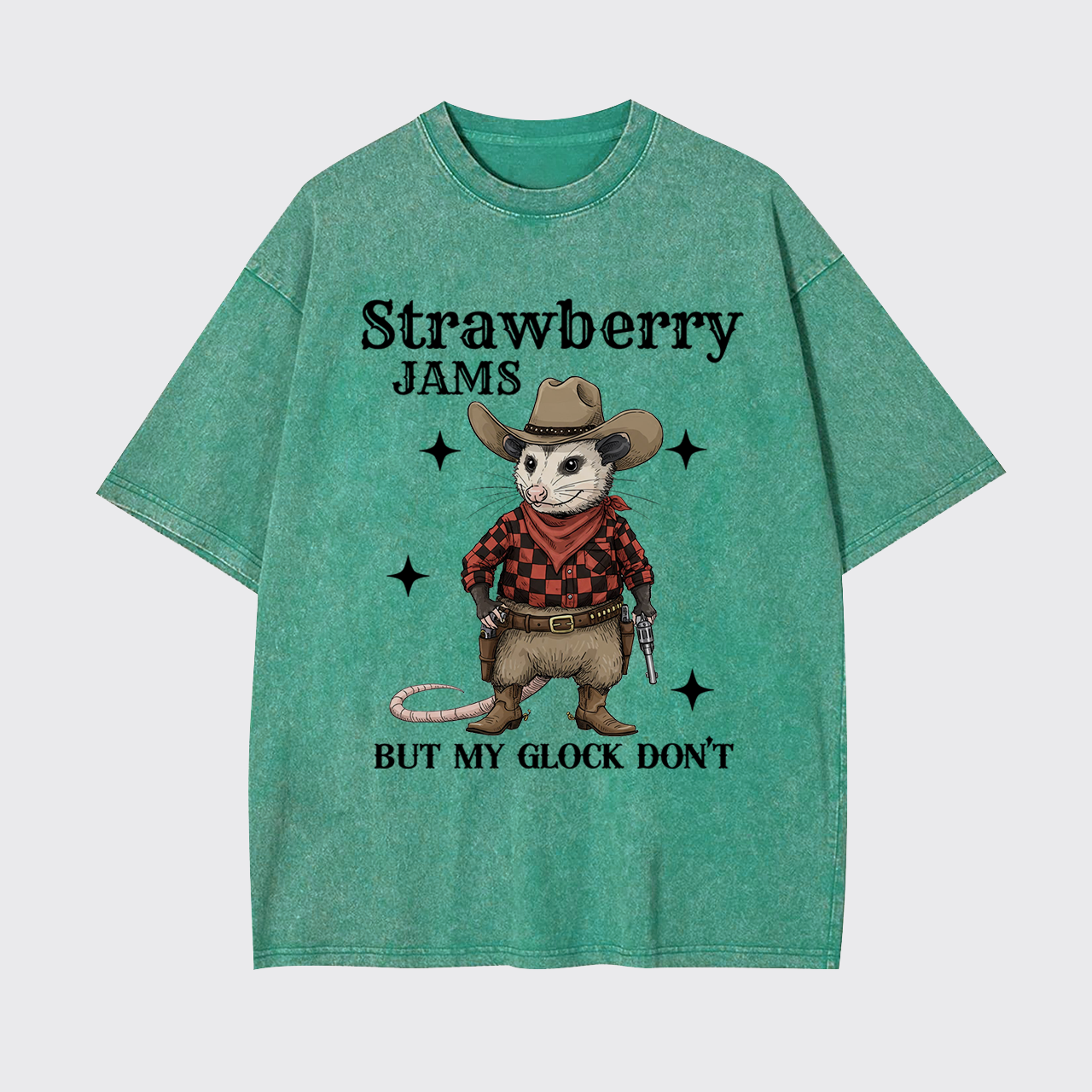 Cowboy Opossum With Gun Garment-dye Tees