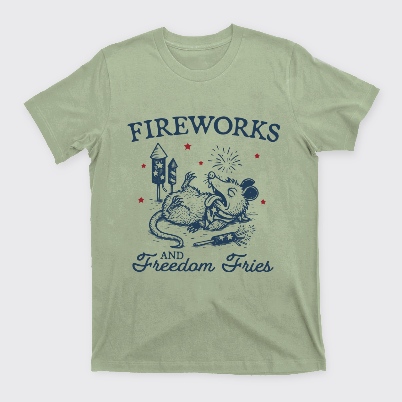 Funny Opossum-Freedom Fireworks T-Shirts