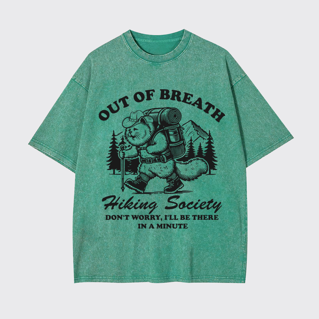 Mountain Hiking Adventurous Cat Garment-dye Tees