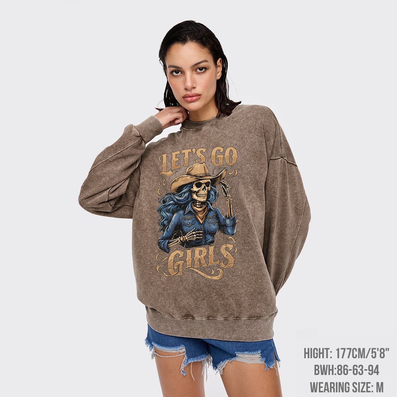 Let's Go Girls Creepy Cowgirl Washed Sweatshirts