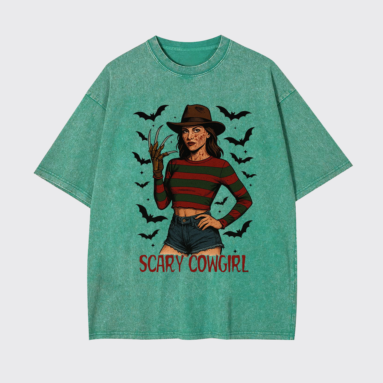 Scary Cowgirl Halloween Horror Garment-dye Tees