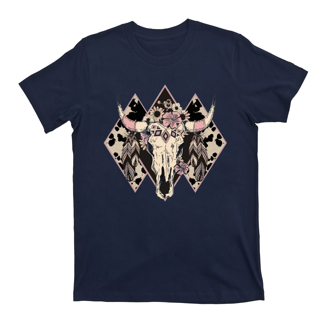 Aztec Western Bull Skull Cowboys  T-Shirts