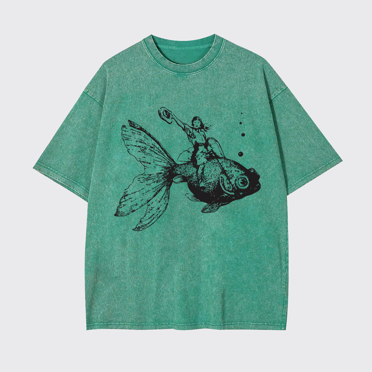 Goldfish-Riding Cowgirl Garment-dye Tees