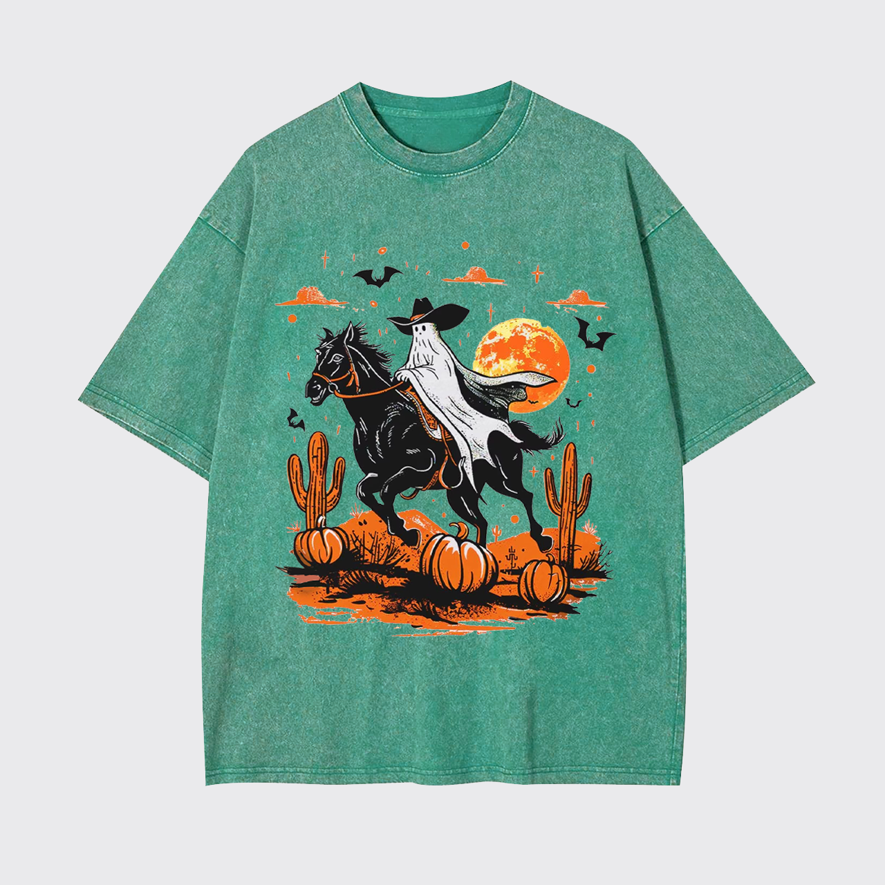 Retro Halloween Ghost Rider Garment-dye Tees