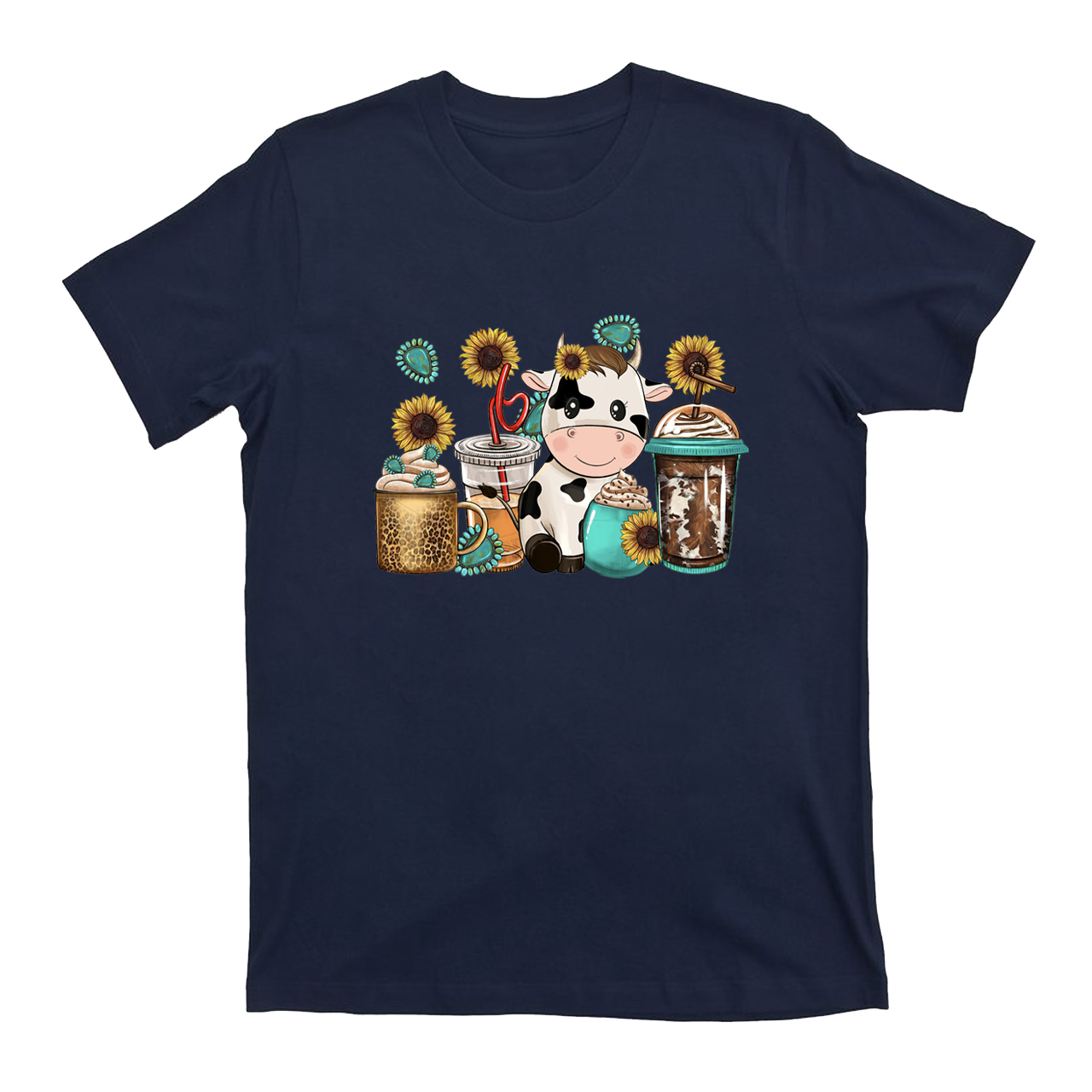 Western Cow Coffee Cups T-Shirt