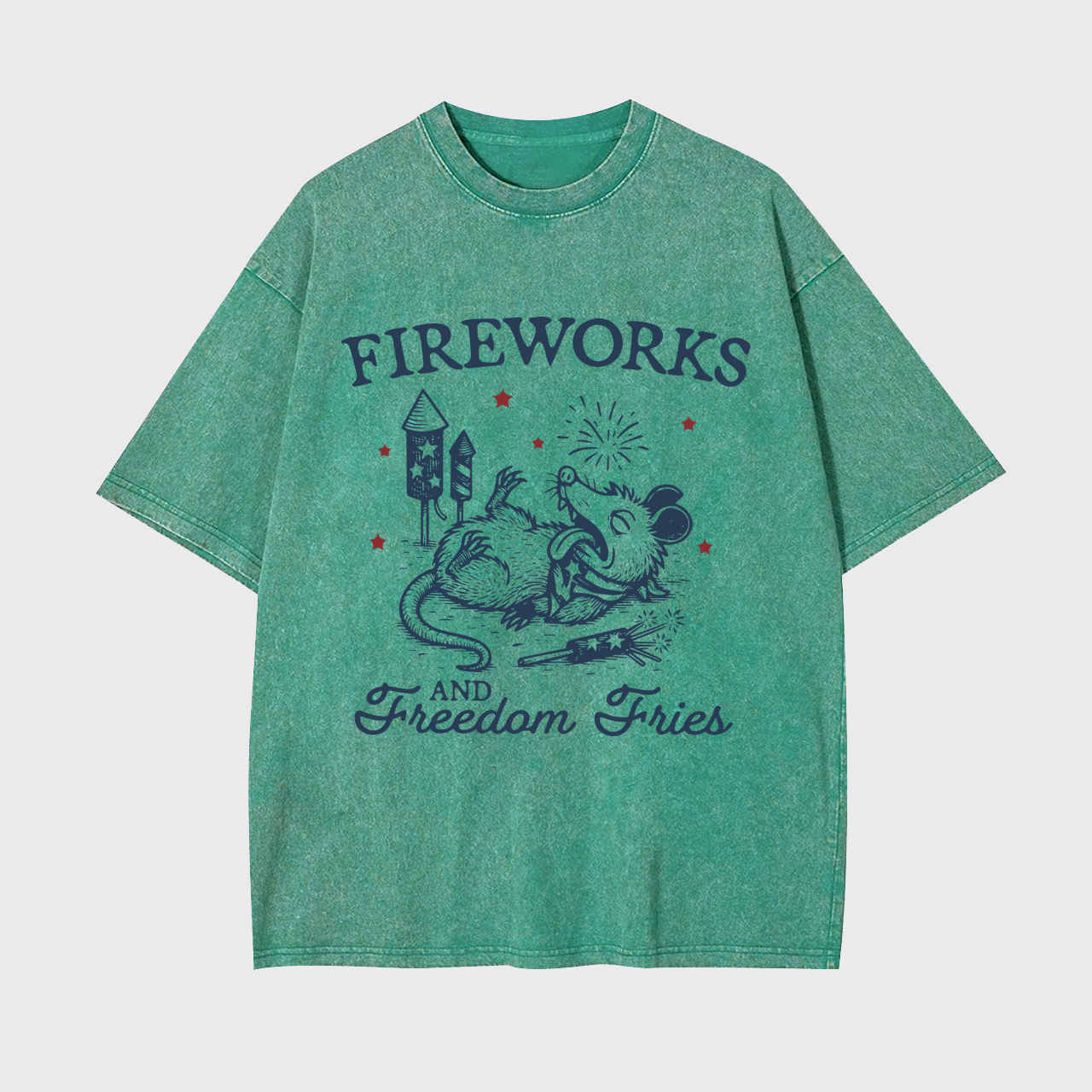 Funny Opossum-Freedom Fireworks Garment-dye Tees