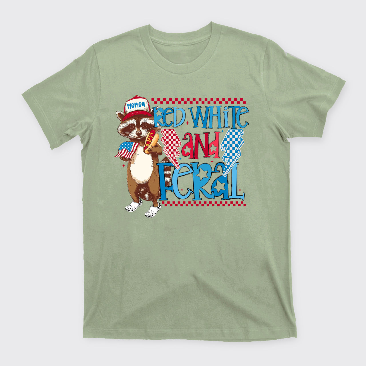 Funny USA-Red White And Feral T-Shirts