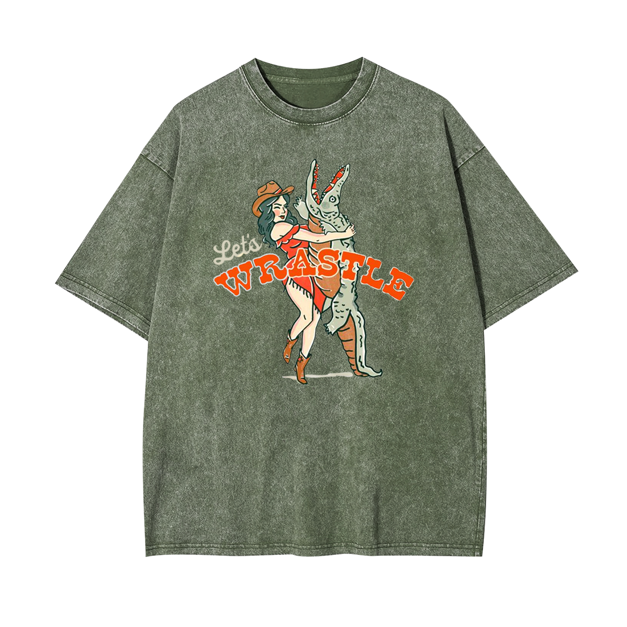 Let's Wrastle Cowgirl Power Garment-dye Tees