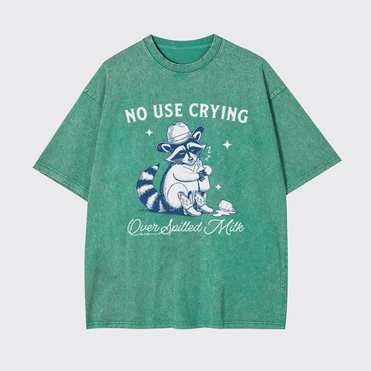 Funny Raccoon-No Use Crying Over Spilled Milk Garment-dye Tees
