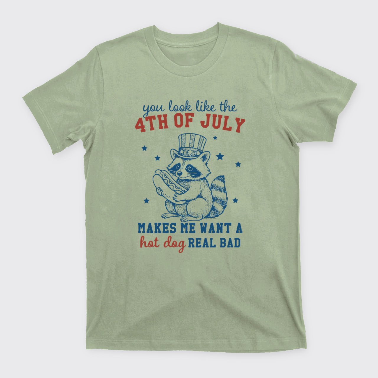 Funny Raccoon-Retro America Hot Dog T-Shirts