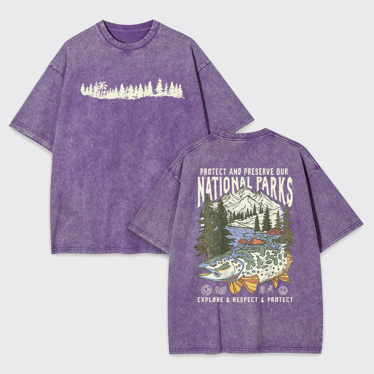 Respect The Local Wildlife Forest Hiking Garment-dye Tees