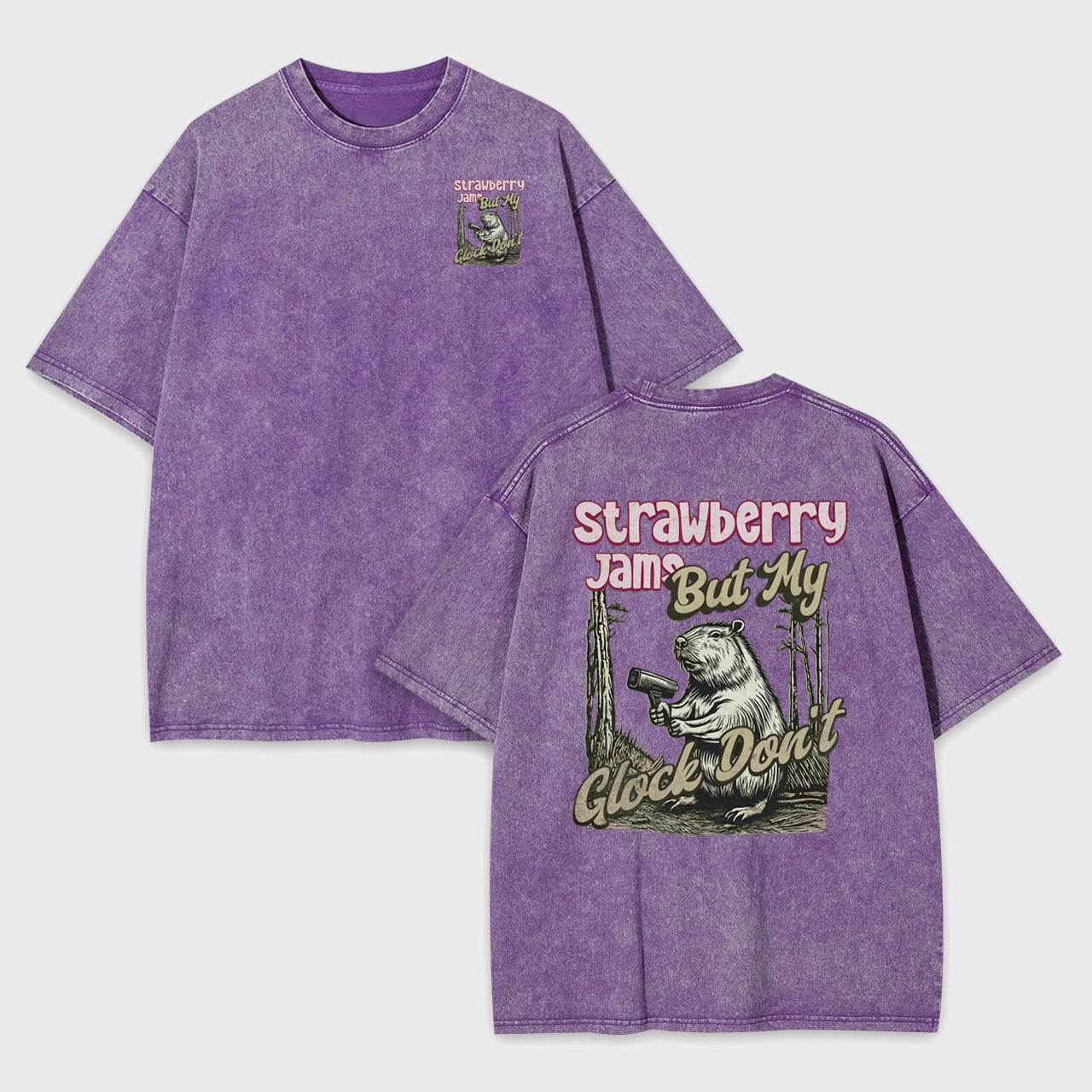 Funny Capybara-Strawberry Jams But My Don't Garment-dye Tees