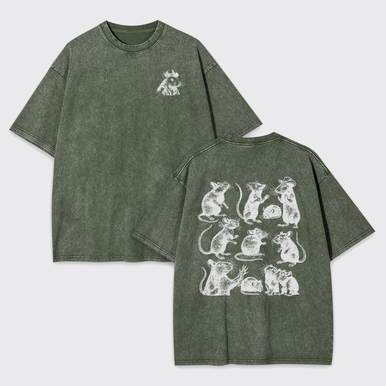 Goblincore Rat Vintage Animal Garment-dye Tees