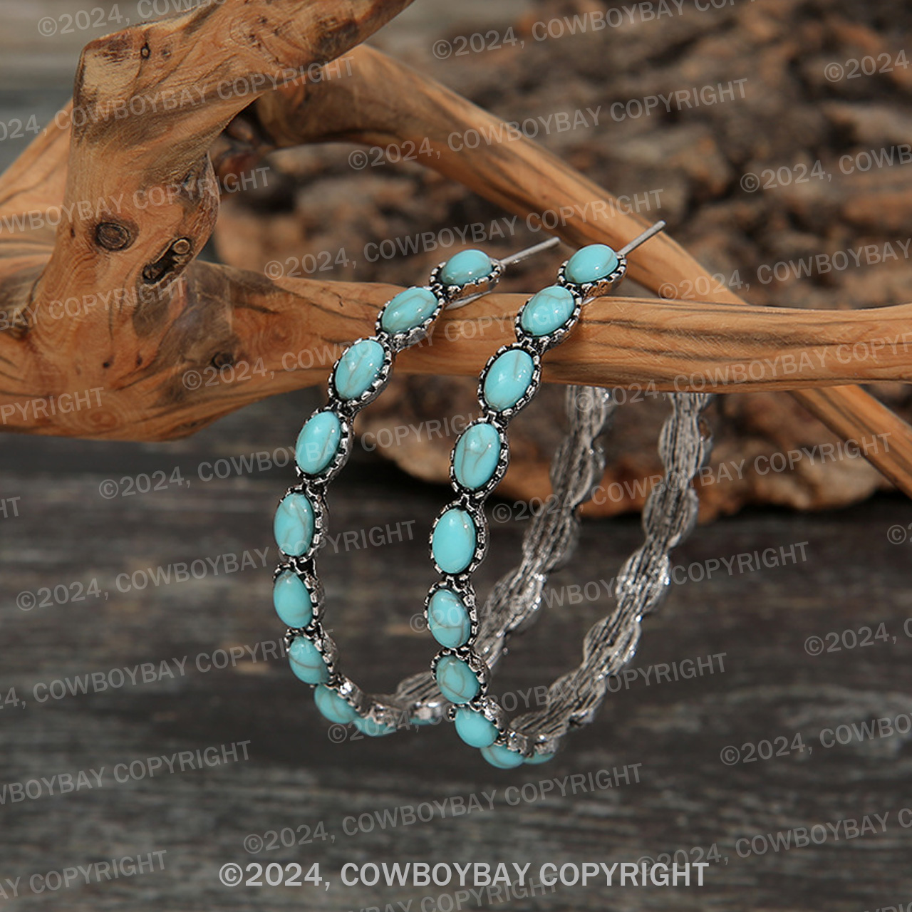 Large Circle With Turquoise Earrings